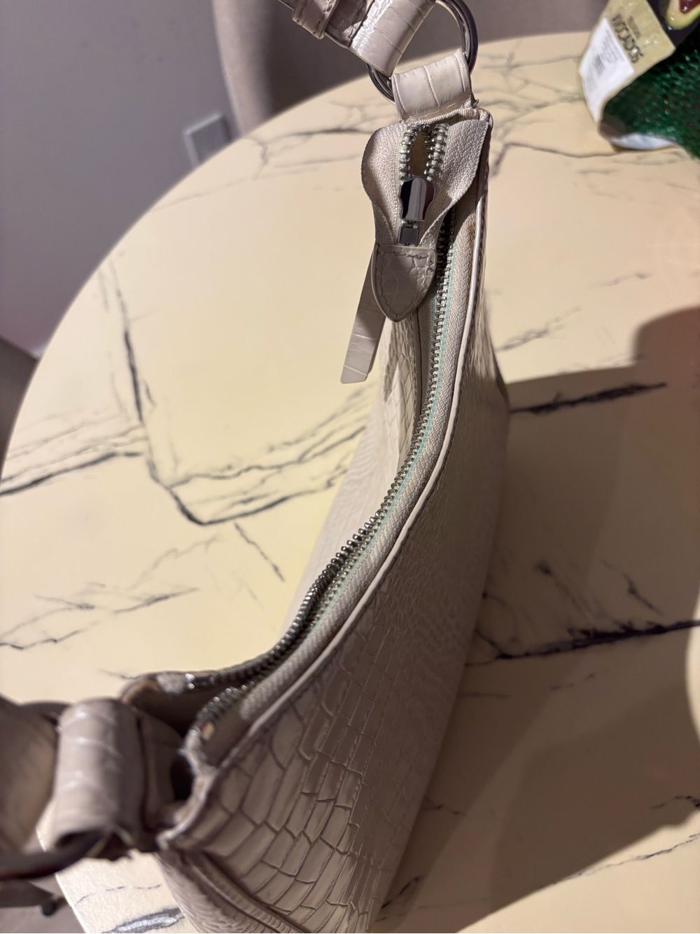 Croc-Embossed Shoulder Bag in Cream - Picture 7 of 8